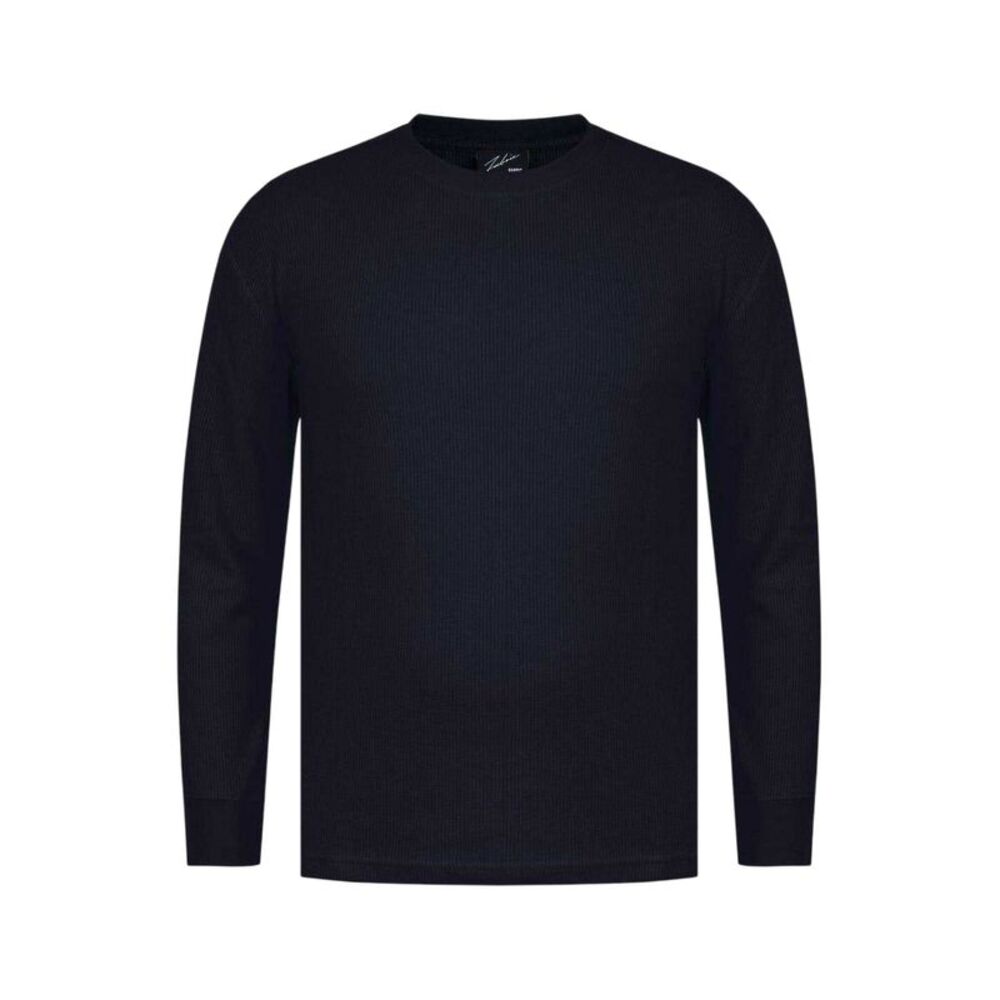 Fabric Mens Waffle Long-Sleeved T-Shirt / Black